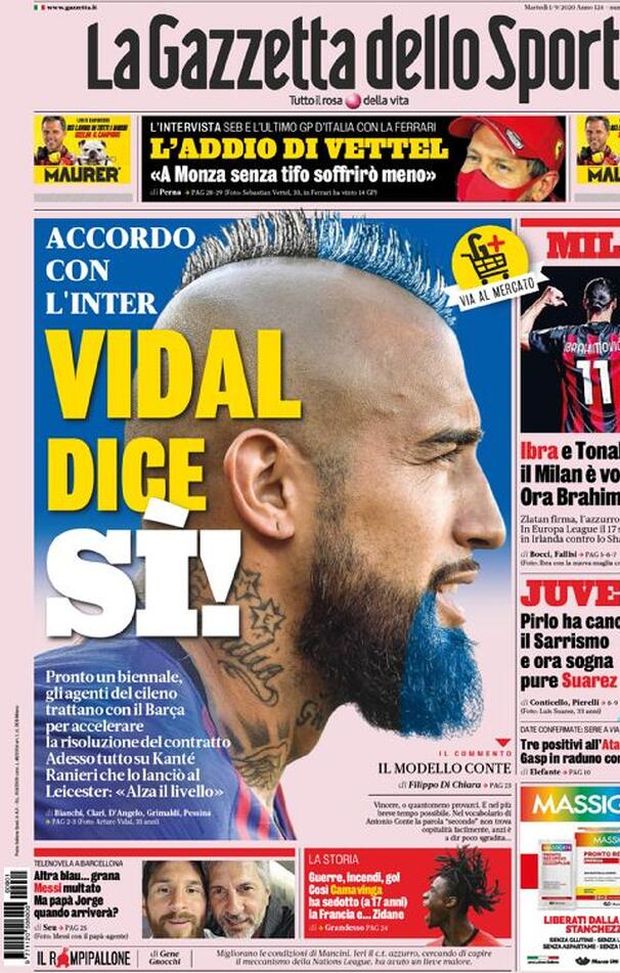 Gazzetta Dello Sport La Prima Pagina Di Oggi 1 Settembre 2020 Pianeta Milan