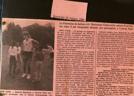 Batistuta a Central Park - Fonte: La Gazzetta dello Sport (Massimo Lopes Pegna) Batistuta a Central Park - Fonte: La Gazzetta dello Sport (Massimo Lopes Pegna)