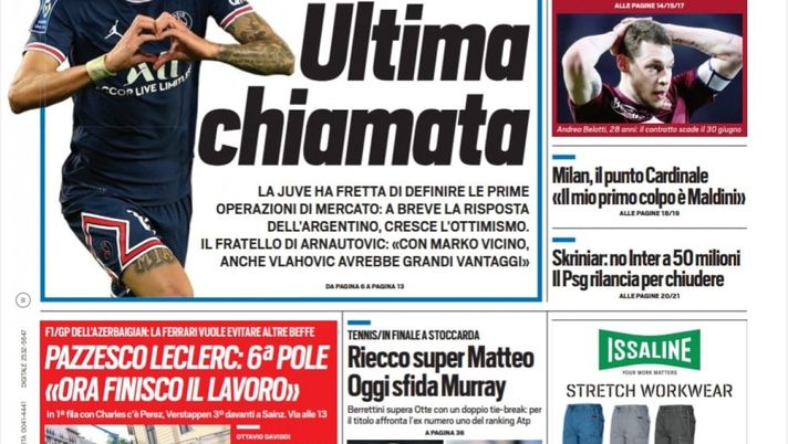 Prima Pagina, Tuttosport: “L’Italia giovane non tradisce. Di Maria, ultima chiamata” Prima Pagina, Tuttosport: “L’Italia giovane non tradisce. Di Maria, ultima chiamata” - immagine 1