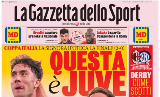 PRIMA PAGINA GAZZETTA DELLO SPORT OGGI