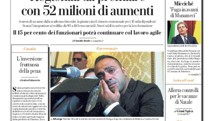 Prima Pagina La Repubblica-Palermo, Miccoli in cella: “Quanta amarezza”  Prima Pagina La Repubblica-Palermo, Miccoli in cella: “Quanta amarezza”