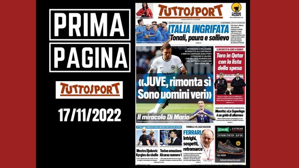 La prima pagina di 'Tuttosport', in edicola oggi, 17-11-2022 Tuttosport