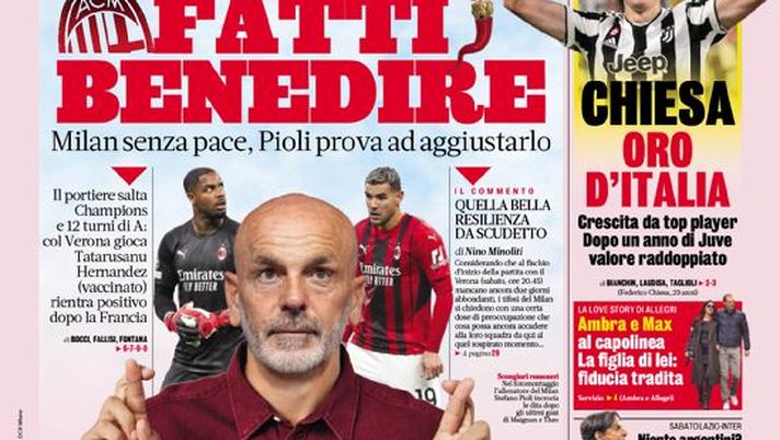 Prima Pagina, La Gazzetta dello Sport: “Diavolo, fatti benedire. Chiesa oro d’Italia” - immagine 1