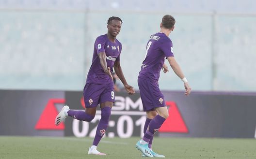 FLORENCE, ITALY - JULY 19: Christian Kouame of ACF Fiorentina celebrates after scoring a goal during the Serie A match between ACF Fiorentina and Torino FC at Stadio Artemio Franchi on July 19, 2020 in Florence, Italy. (Photo by Gabriele Maltinti/Getty Images) FLORENCE, ITALY - JULY 19: Christian Kouame of ACF Fiorentina celebrates after scoring a goal during the Serie A match between ACF Fiorentina and Torino FC at Stadio Artemio Franchi on July 19, 2020 in Florence, Italy. (Photo by Gabriele Maltinti/Getty Images)
