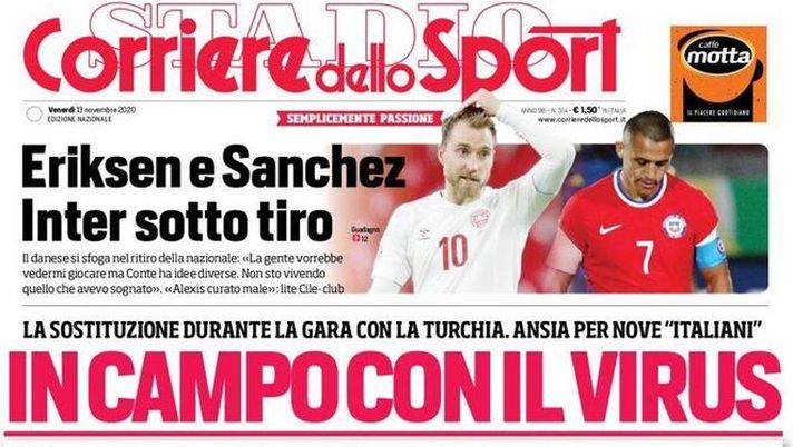 Corriere dello Sport, la prima pagina di oggi, venerdì 13 novembre 2020 