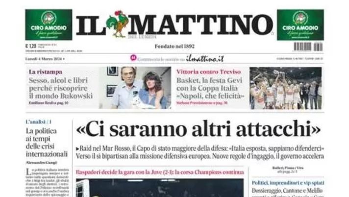 prima pagina il mattino oggi