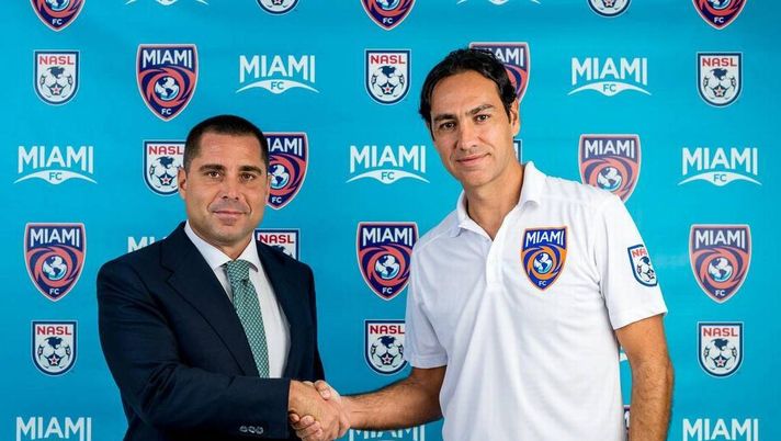 Riccardo Silva con Alessandro Nesta allenatore di Miami nel 2015. 