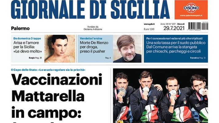 Prima Pagina, Giornale di Sicilia: “Vaccinazioni, Mattarella in campo: è un dovere” 