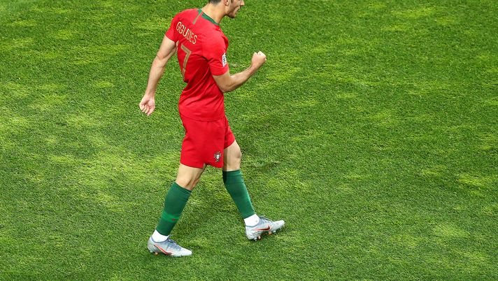 PORTO, PORTUGAL - JUNE 09: Goncalo Guedes of Portugal celebrates after scoring his team's first goal during the UEFA Nations League Final between Portugal and the Netherlands at Estadio do Dragao on June 09, 2019 in Porto, Portugal. (Photo by Jan Kruger/Getty Images) 