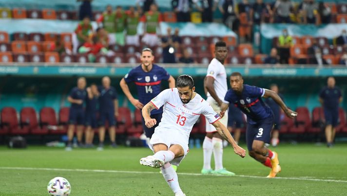 BUCHAREST, ROMANIA - JUNE 28: Ricardo Rodriguez of Switzerland has a penalty saved by Hugo Lloris (Not pictured) of France during the UEFA Euro 2020 Championship Round of 16 match between France and Switzerland at National Arena on June 28, 2021 in Bucharest, Romania. (Photo by Justin Setterfield/Getty Images) BUCHAREST, ROMANIA - JUNE 28: Ricardo Rodriguez of Switzerland has a penalty saved by Hugo Lloris (Not pictured) of France during the UEFA Euro 2020 Championship Round of 16 match between France and Switzerland at National Arena on June 28, 2021 in Bucharest, Romania. (Photo by Justin Setterfield/Getty Images)