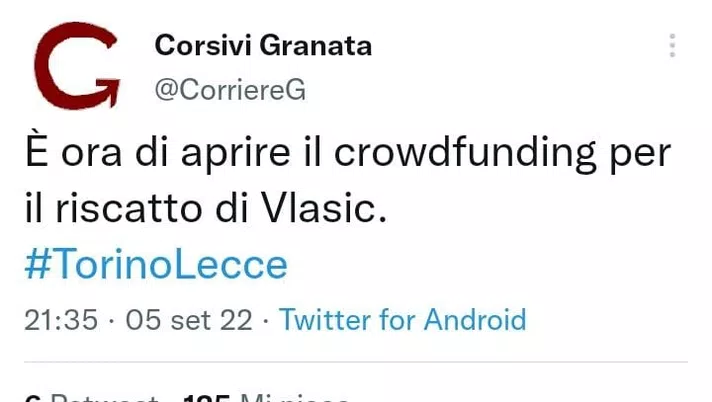 Torino-Lecce 1-0, le reazioni social: “Apriamo un crowdfunding per il riscatto di Vlasic” - immagine 1