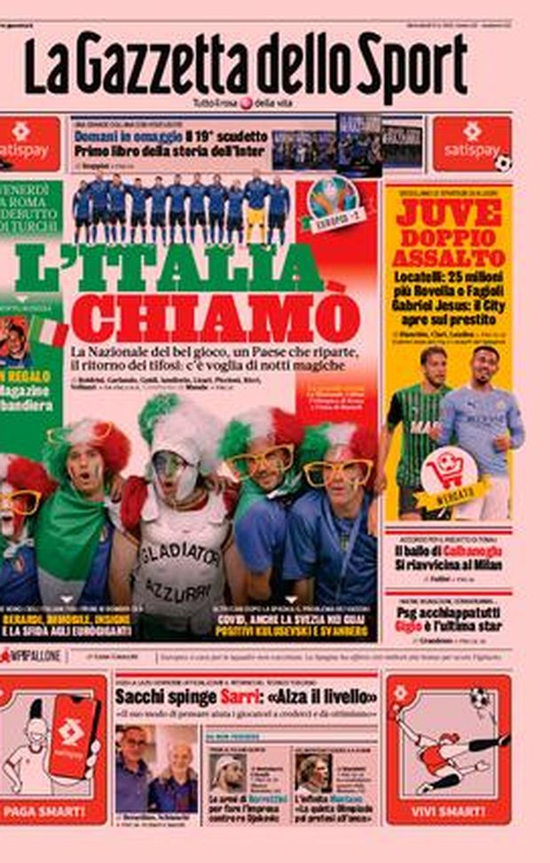 Prima Pagina, La Gazzetta dello Sport: “L’Italia chiamò. Juve, doppio assalto”  Prima Pagina, La Gazzetta dello Sport: “L’Italia chiamò. Juve, doppio assalto”