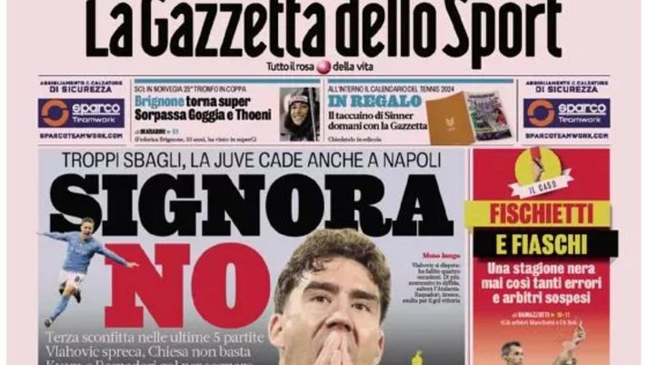 prima pagina gazzetta dello sport oggi
