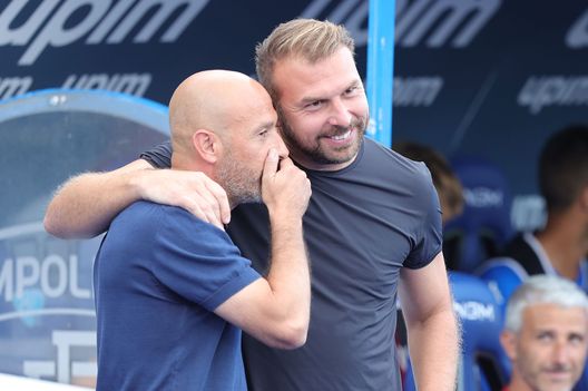 EMPOLI, ITALY - AUGUST 21: Paolo Zanetti manager of Empoli FC and Vincenzo Italiano manager of ACF Fiorentina during the Serie A match between Empoli FC and ACF Fiorentina at Stadio Carlo Castellani on August 21, 2022 in Empoli, . (Photo by Gabriele Maltinti/Getty Images) Zanetti