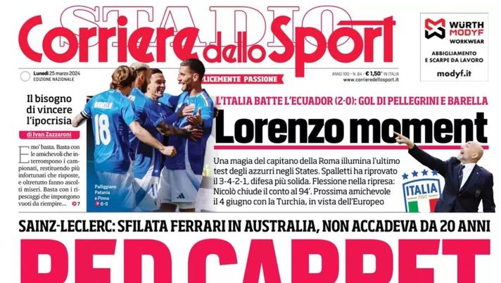 prima pagina corriere dello sport oggi