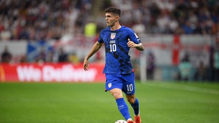 AL KHOR, QATAR - NOVEMBER 25: Christian Pulisic of United States controls the ball during the FIFA World Cup Qatar 2022 Group B match between England and USA at Al Bayt Stadium on November 25, 2022 in Al Khor, Qatar. (Photo by Clive Mason/Getty Images)
