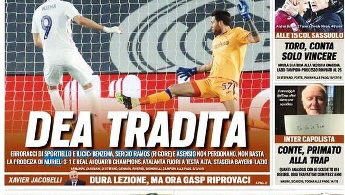 Prima Pagina, Tuttosport: “Juve, casa Ronaldo. Dea tradita. Toro, conta solo vincere. Conte, primato alla Trap” 
