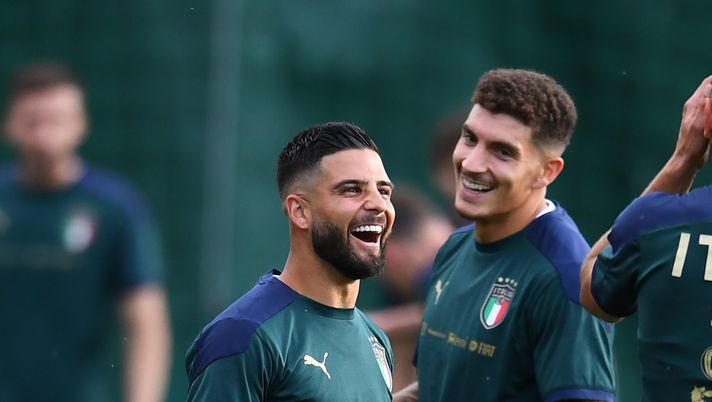 FLORENCE, ITALY - JUNE 24: Lorenzo Insigne of Italy in action during the Italy training session at Centro Tecnico Federale di Coverciano on June 24, 2021 in Florence, Italy. (Photo by Claudio Villa/Getty Images) 
