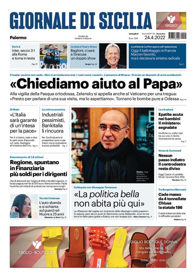 Prima Pagina, Giornale di Sicilia: “Chiediamo aiuto al Papa” Prima Pagina, Giornale di Sicilia: “Chiediamo aiuto al Papa” - immagine 1