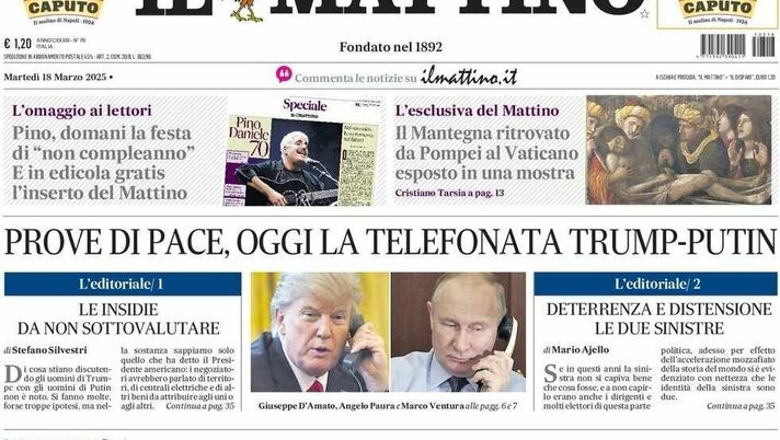 prima pagina il mattino oggi
