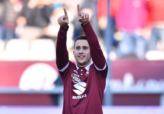  TURIN, ITALY - JANUARY 12: Alejandro Berenguer (R) of Torino FC celebrates the opening goal during the Serie A match between Torino FC and Bologna FC at Stadio Olimpico di Torino on January 12, 2020 in Turin, Italy. (Photo by Valerio Pennicino/Getty Images) 