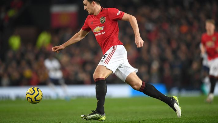 MANCHESTER, ENGLAND - DECEMBER 04: United player Harry Maguire in action during the Premier League match between Manchester United and Tottenham Hotspur at Old Trafford on December 04, 2019 in Manchester, United Kingdom. (Photo by Stu Forster/Getty Images) MANCHESTER, ENGLAND - DECEMBER 04: United player Harry Maguire in action during the Premier League match between Manchester United and Tottenham Hotspur at Old Trafford on December 04, 2019 in Manchester, United Kingdom. (Photo by Stu Forster/Getty Images)