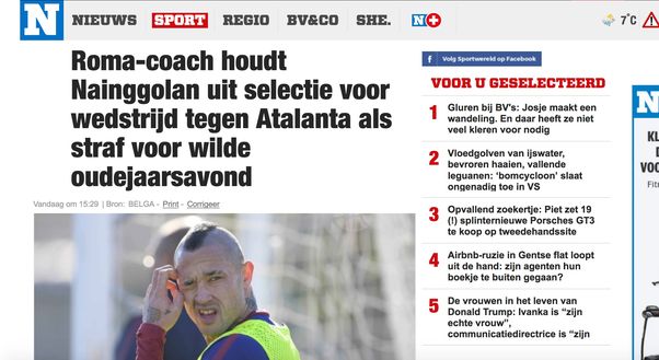 Il titolo di 'Nieuwsblad' Il titolo di 'Nieuwsblad'