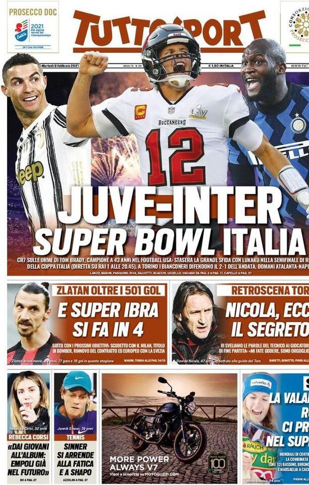  Tuttosport, la prima pagina di oggi, martedì 9 febbraio 2021 