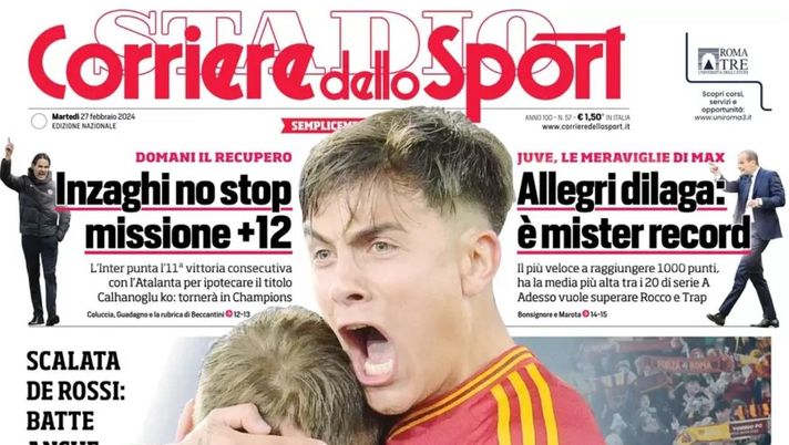 prima pagina corriere dello sport oggi