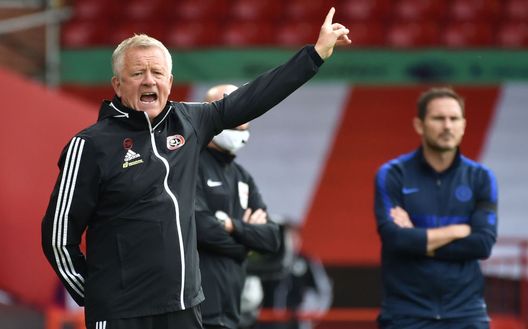 SHEFFIELD, ENGLAND - JULY 11: Chris Wilder, Manager of Sheffield United gives his team instructions during the Premier League match between Sheffield United and Chelsea FC at Bramall Lane on July 11, 2020 in Sheffield, England. Football Stadiums around Europe remain empty due to the Coronavirus Pandemic as Government social distancing laws prohibit fans inside venues resulting in all fixtures being played behind closed doors. (Photo by Rui Vieira/Pool via Getty Images) SHEFFIELD, ENGLAND - JULY 11: Chris Wilder, Manager of Sheffield United gives his team instructions during the Premier League match between Sheffield United and Chelsea FC at Bramall Lane on July 11, 2020 in Sheffield, England. Football Stadiums around Europe remain empty due to the Coronavirus Pandemic as Government social distancing laws prohibit fans inside venues resulting in all fixtures being played behind closed doors. (Photo by Rui Vieira/Pool via Getty Images)
