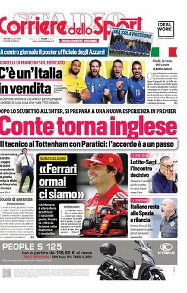 Prima Pagina, Corriere dello Sport: “Conte torna inglese. C’è un’Italia in vendita” Prima Pagina, Corriere dello Sport: “Conte torna inglese. C’è un’Italia in vendita”
