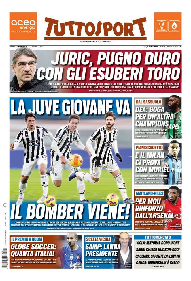 Prima Pagina, Tuttosport: “La Juve giovane va, il bomber viene!” Prima Pagina, Tuttosport: “La Juve giovane va, il bomber viene!” - immagine 1