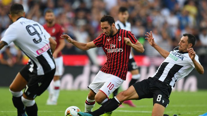 Hakan Çalhanoglu (centrocampista AC Milan) durante Udinese-Milan 1-0 (Serie A 2019-2020) | AC Milan News (Getty Images) 
