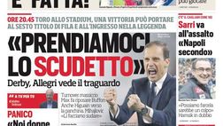 EDICOLA CDS – Allegri vede il traguardo: “Prendiamoci lo scudetto”. Muntari, giustizia è fatta