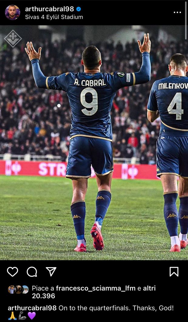 Cabral carica la Fiorentina: “Avanti verso i quarti di finale!”- immagine 2