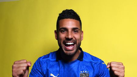 FLORENCE, ITALY - JUNE 02: Emerson Palmieri of Italy poses during an official portrait session at Centro Tecnico Federale di Coverciano at Coverciano on June 02, 2021 in Florence, Italy. (Photo by Claudio Villa/Getty Images)