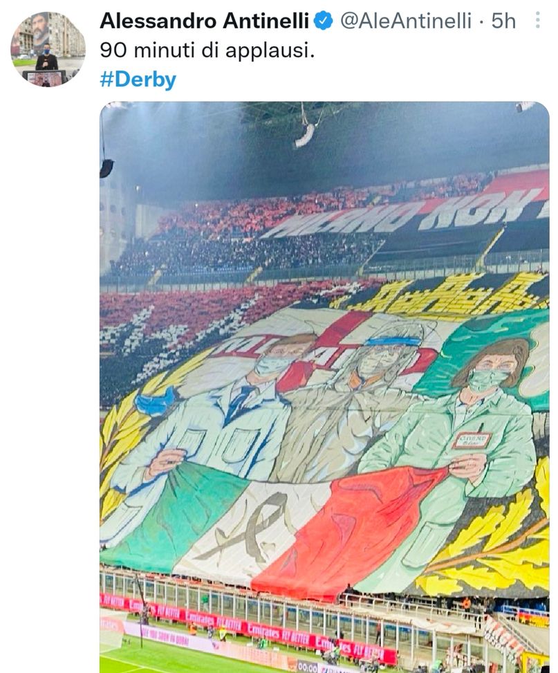Anche gli interisti applaudono alla coreografia rossonera del derby di Milano- immagine 4