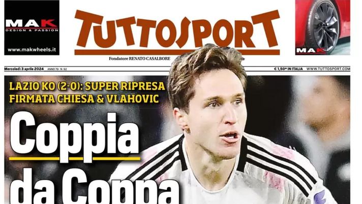 PRIMA PAGINA TUTTOSPORT OGGI