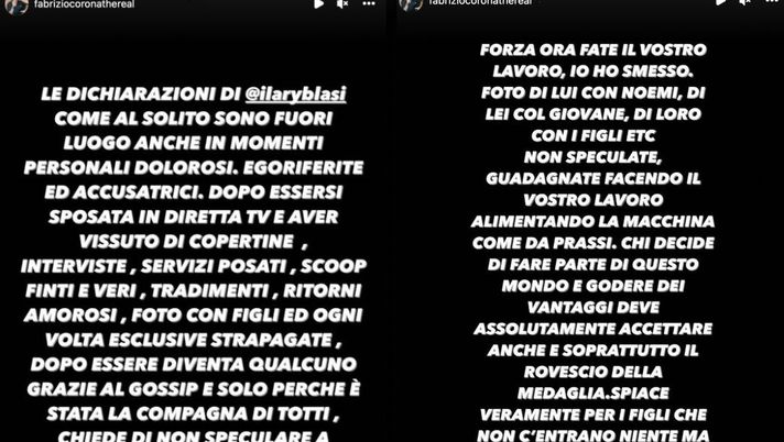 Fabrizio Corona attacca Ilary Blasi dopo la rottura con Totti: “Ora chiede privacy?” Fabrizio Corona attacca Ilary Blasi dopo la rottura con Totti: “Ora chiede privacy?” - immagine 1