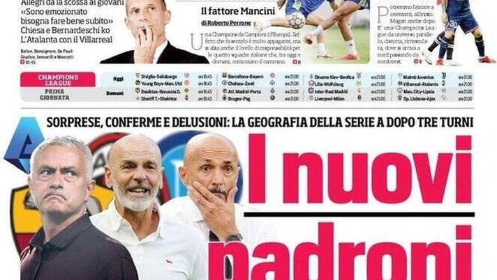 Prima Pagina, Corriere dello Sport: “I nuovi padroni! Scatta la Champions” 