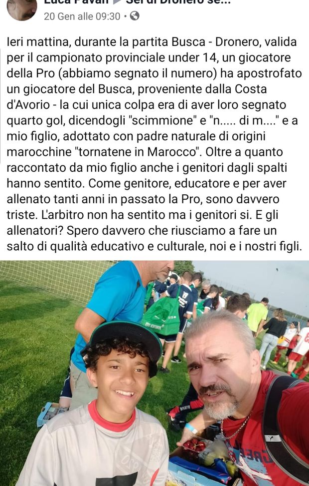 Calcio Under 14 e razzismo, la denuncia di Luca Pavan Calcio Under 14 e razzismo, la denuncia di Luca Pavan