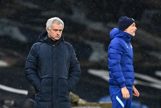 LONDON, ENGLAND - FEBRUARY 04: Jose Mourinho, Manager of Tottenham Hotspur looks on during the Premier League match between Tottenham Hotspur and Chelsea at Tottenham Hotspur Stadium on February 04, 2021 in London, England. Sporting stadiums around the UK remain under strict restrictions due to the Coronavirus Pandemic as Government social distancing laws prohibit fans inside venues resulting in games being played behind closed doors. (Photo by Neil Hall - Pool/Getty Images) LONDON, ENGLAND - FEBRUARY 04: Jose Mourinho, Manager of Tottenham Hotspur looks on during the Premier League match between Tottenham Hotspur and Chelsea at Tottenham Hotspur Stadium on February 04, 2021 in London, England. Sporting stadiums around the UK remain under strict restrictions due to the Coronavirus Pandemic as Government social distancing laws prohibit fans inside venues resulting in games being played behind closed doors. (Photo by Neil Hall - Pool/Getty Images)
