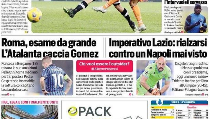 Corriere dello Sport, la prima pagina di oggi, domenica 20 dicembre 2020 Corriere dello Sport, la prima pagina di oggi, domenica 20 dicembre 2020