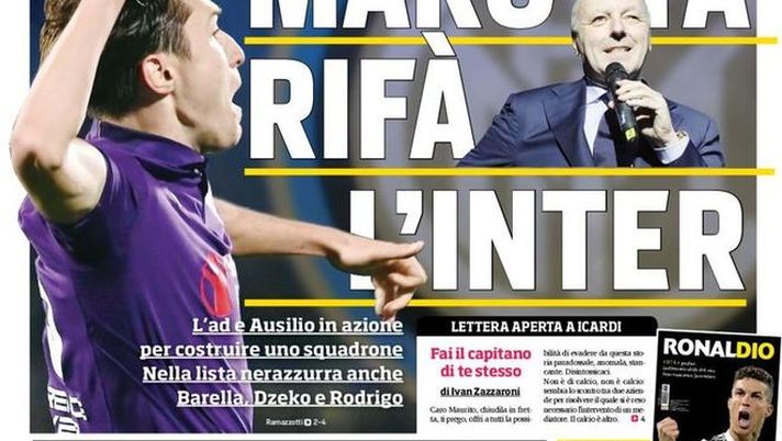 Prima Pagina, Corriere dello Sport: “Marotta rifà l’Inter. Gasp, la Roma ci pensa. De Ligt, la Juve sfida il Barça”  Prima Pagina, Corriere dello Sport: “Marotta rifà l’Inter. Gasp, la Roma ci pensa. De Ligt, la Juve sfida il Barça”