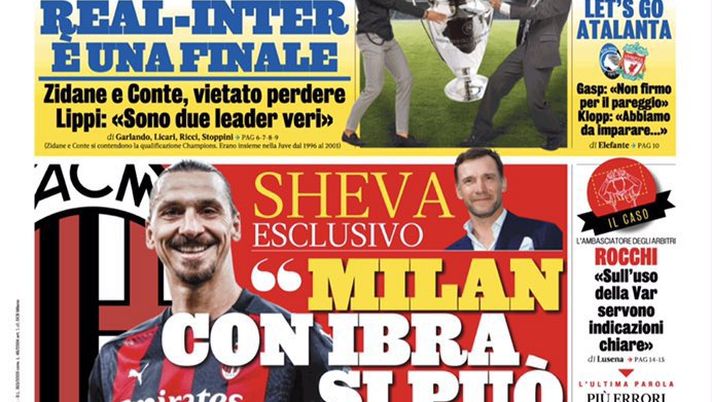 La prima pagina della Gazzetta dello Sport, in edicola oggi, 3 novembre 2020 