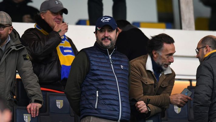 1° dicembre 2019, Parma-Milan: Matteo Salvini in tribuna al Tardini (credits: GETTY Images) 