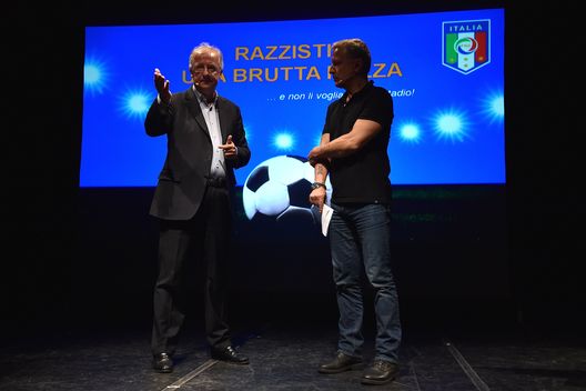 TURIN, ITALY - MARCH 30: Walter Veltroni (L) and Antonello Piroso attend the Italian Football Federation against racism event 'Razzisti? Una brutta razza' at Teatro Regio on March 30, 2015 in Turin, Italy. (Photo by Valerio Pennicino/Getty Images) TURIN, ITALY - MARCH 30: Walter Veltroni (L) and Antonello Piroso attend the Italian Football Federation against racism event 'Razzisti? Una brutta razza' at Teatro Regio on March 30, 2015 in Turin, Italy. (Photo by Valerio Pennicino/Getty Images)