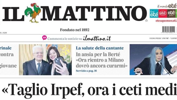 PRIMA PAGINA IL MATTINO OGGI