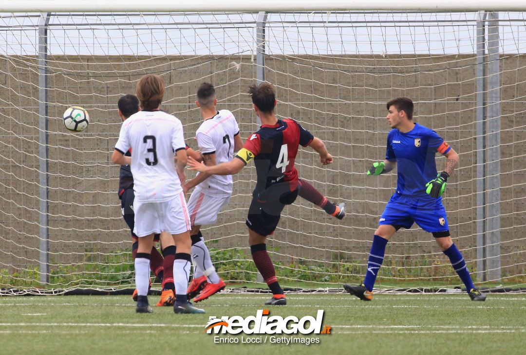  CAGLIARI, ITALY - MAY 05: Matias Antonini Lui of Cagliari U19 scores his team's first goal during the Primavera 1 match between Cagliari Calcio U19 and US Citta di Palermo U19 at Stadio Renato Raccis on May 5, 20188.  (Photo by Enrico Locci/Getty Images) 