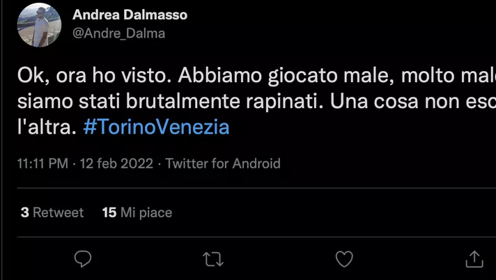 Torino-Venezia 1-2, le reazioni social: “Ma l’arbitro stasera non chiede scusa?” - immagine 1